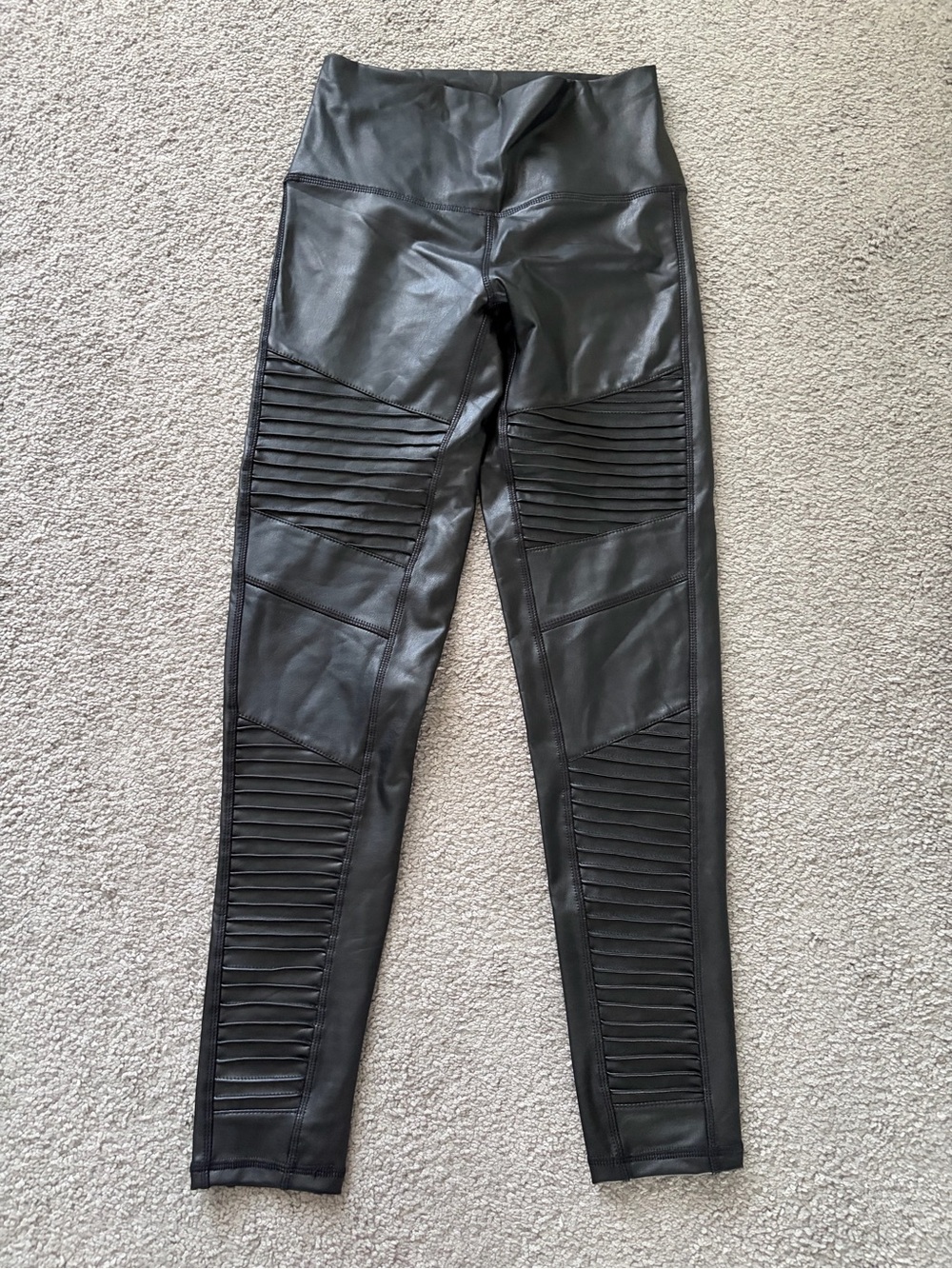 7 For All Mankind Black Faux Leather Moto Leggings
